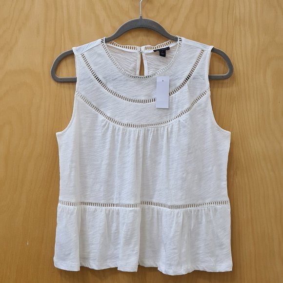Ann Taylor NWT Ivory Cutout Shell Top S - Picture 1 of 7
